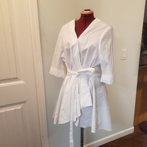 LOVE & LEGEND Belted Tunic Wrap  White Cotton